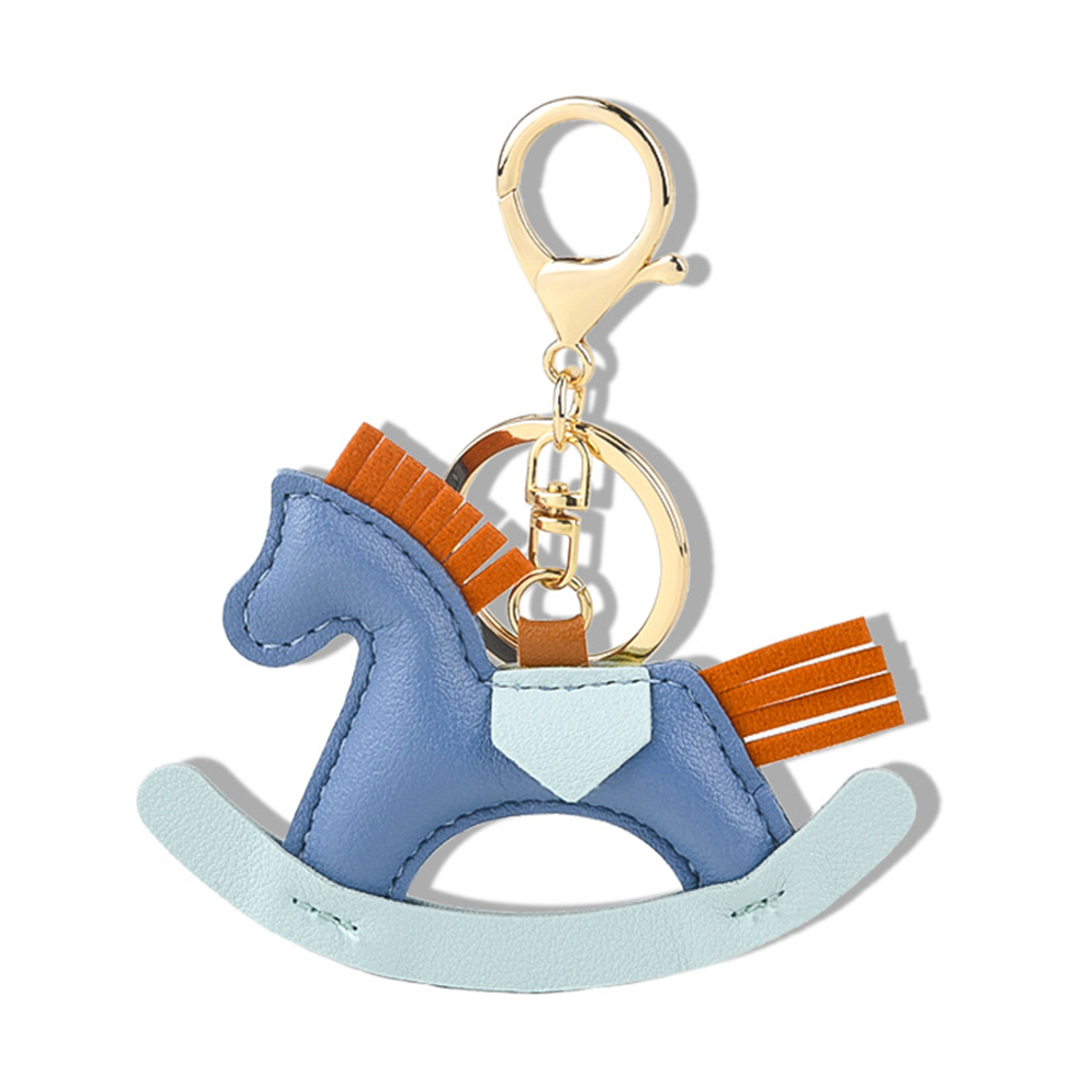 Vintage PU Leather Rocking Horse Pendant Keychain 3