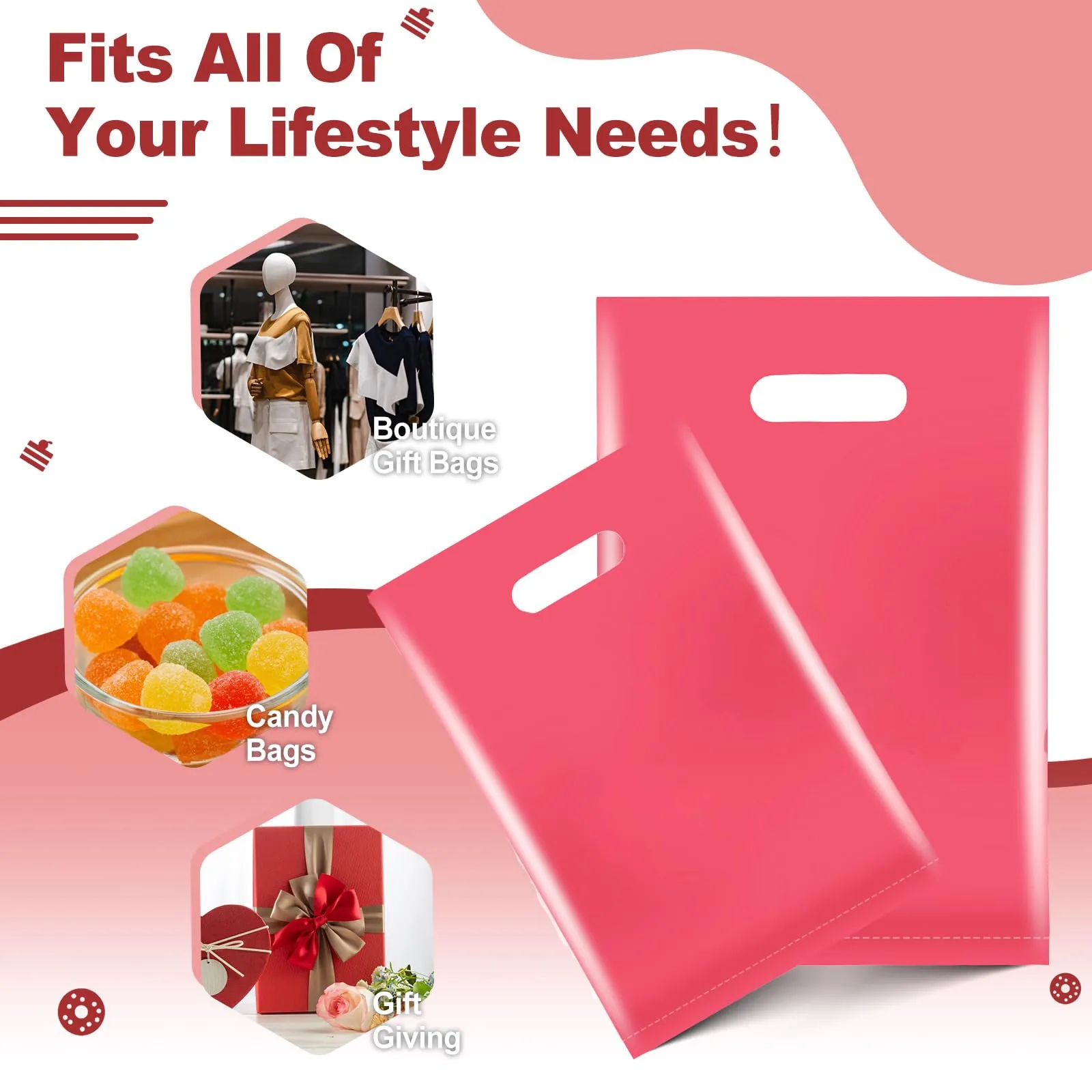 Die Cut Handle Plastic Merchandise Boutique Bag Apparel gift 10