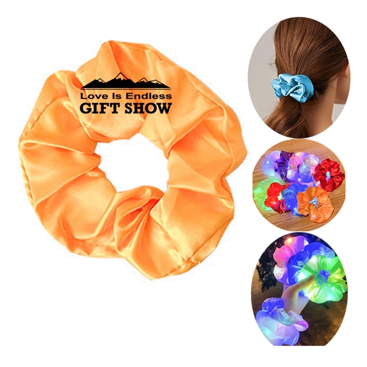 Led Light Hair Scrunchies Satin Elastic Bands Ties Ropes 2
