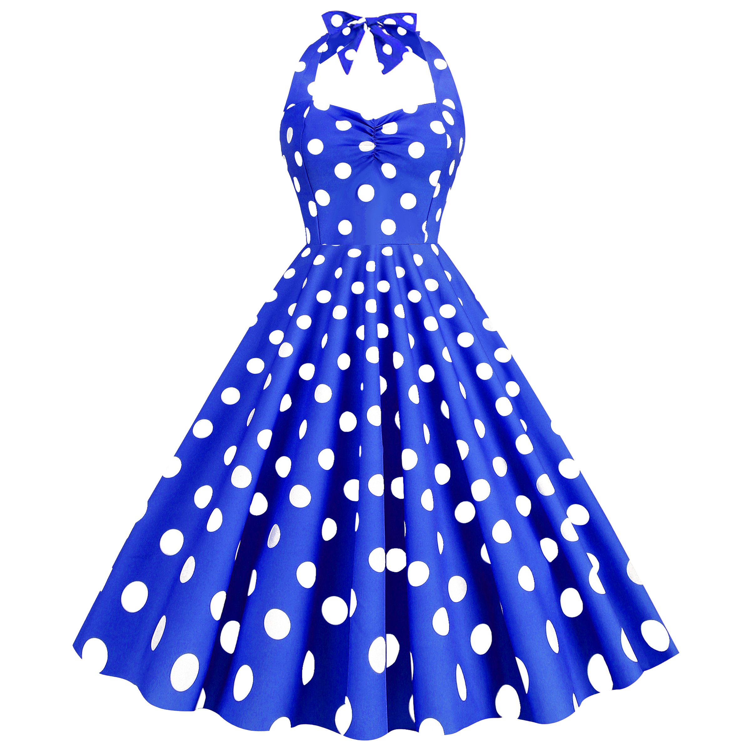 Polyester Retro Polka Dot Strapless Dress 10