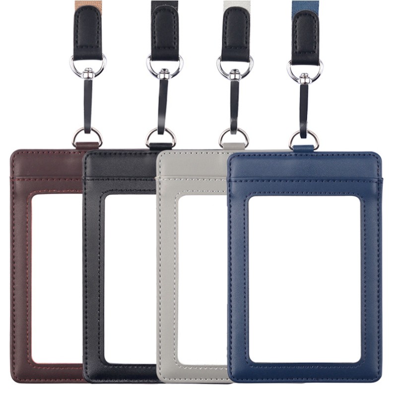 Enlarged Genuine Leather Badge Holder with Lanyard 4