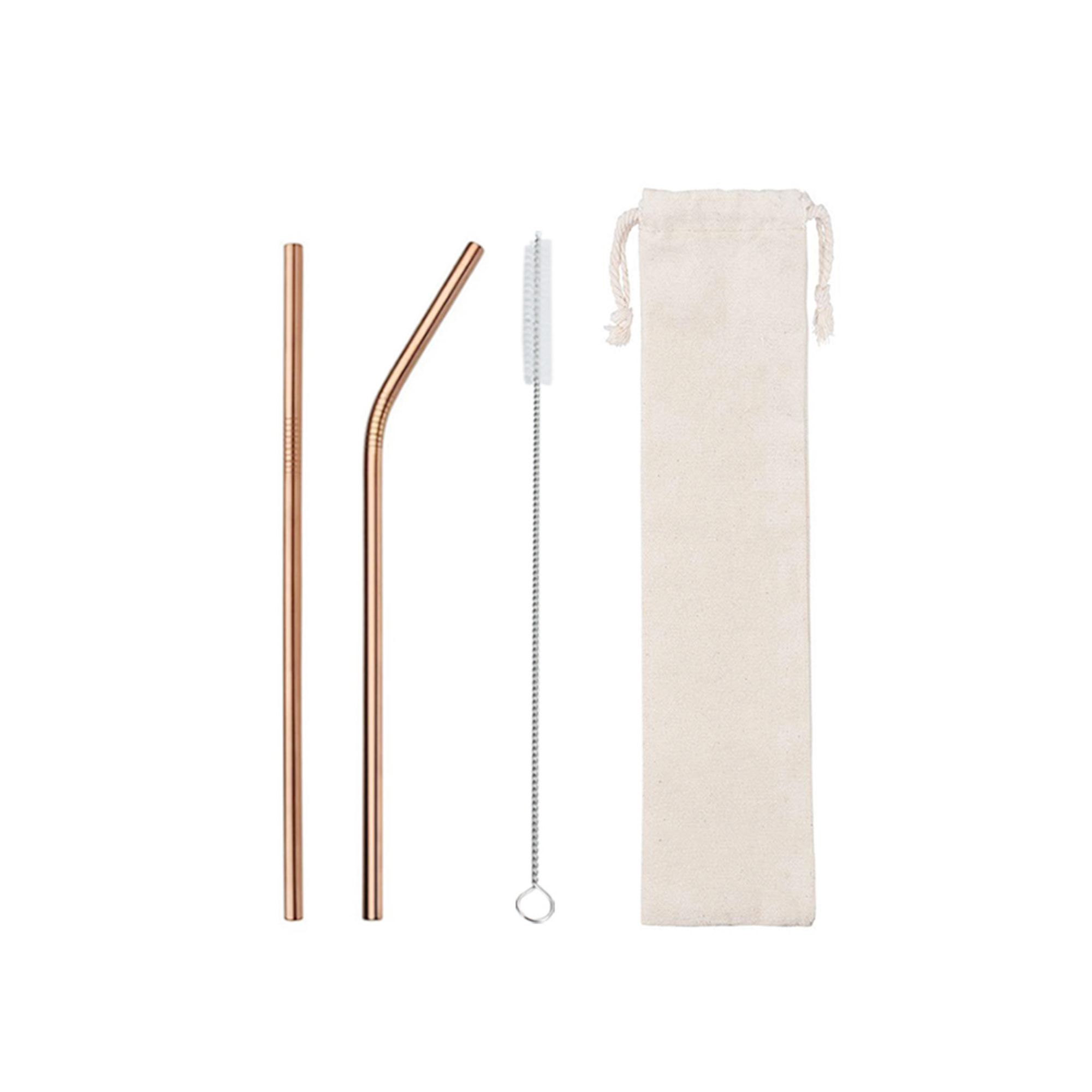 Three In One Reusable Stainless Steel Straw Set 6