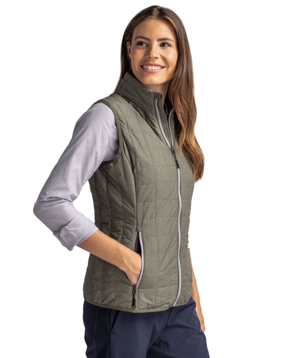 Cutter & Buck Rainier Recycled Insulated Puffer Womens Full Zip Vest 118