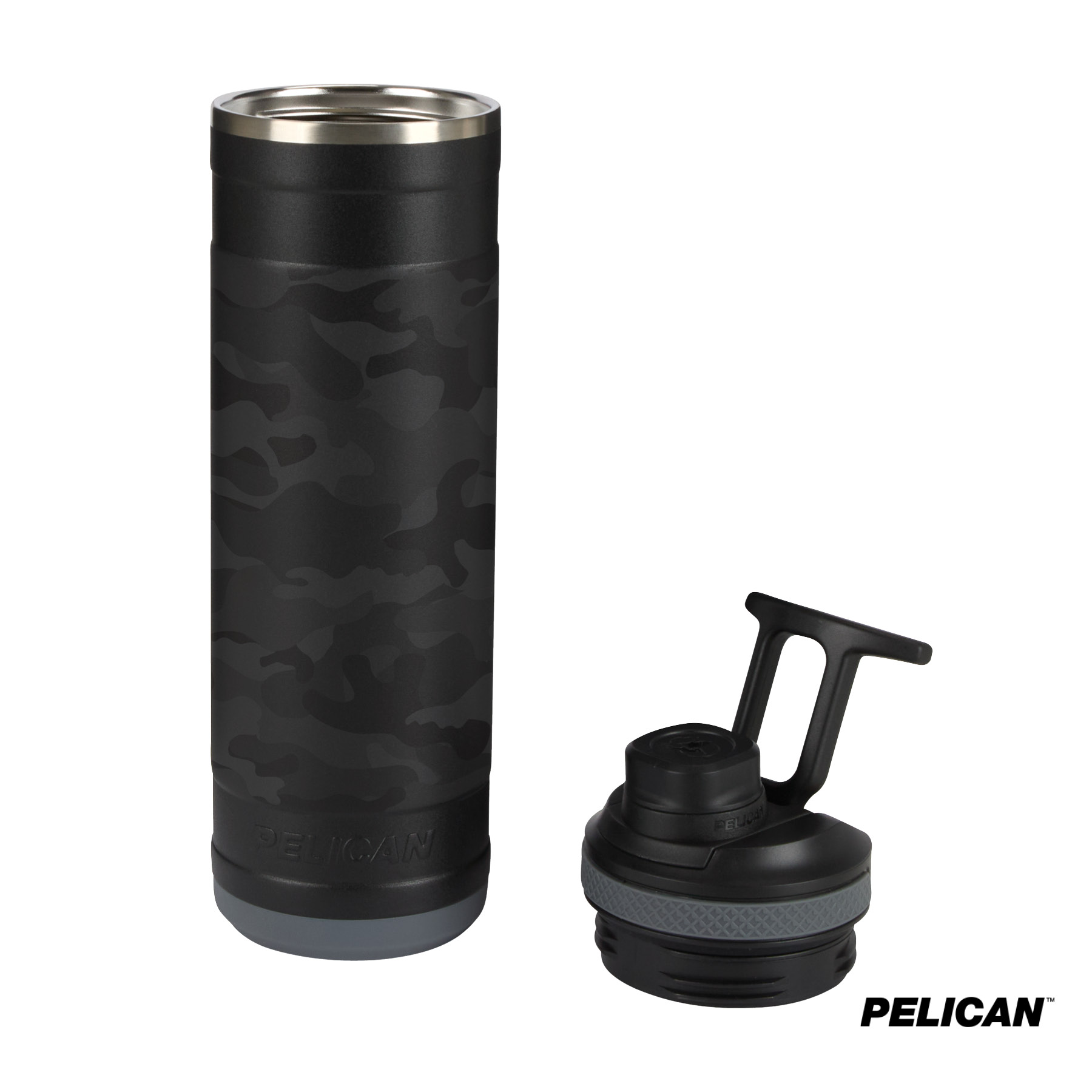 Pelican Pacific™ Chug 26 oz. Recycled Double Wall Stainless Steel Black Camo Water Bottle 21