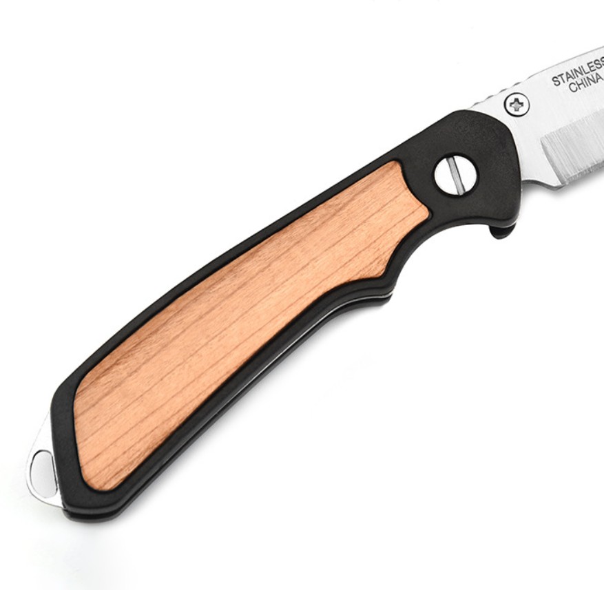 Stainless Steel Folding Pocket Knife with Wooden Handle 6