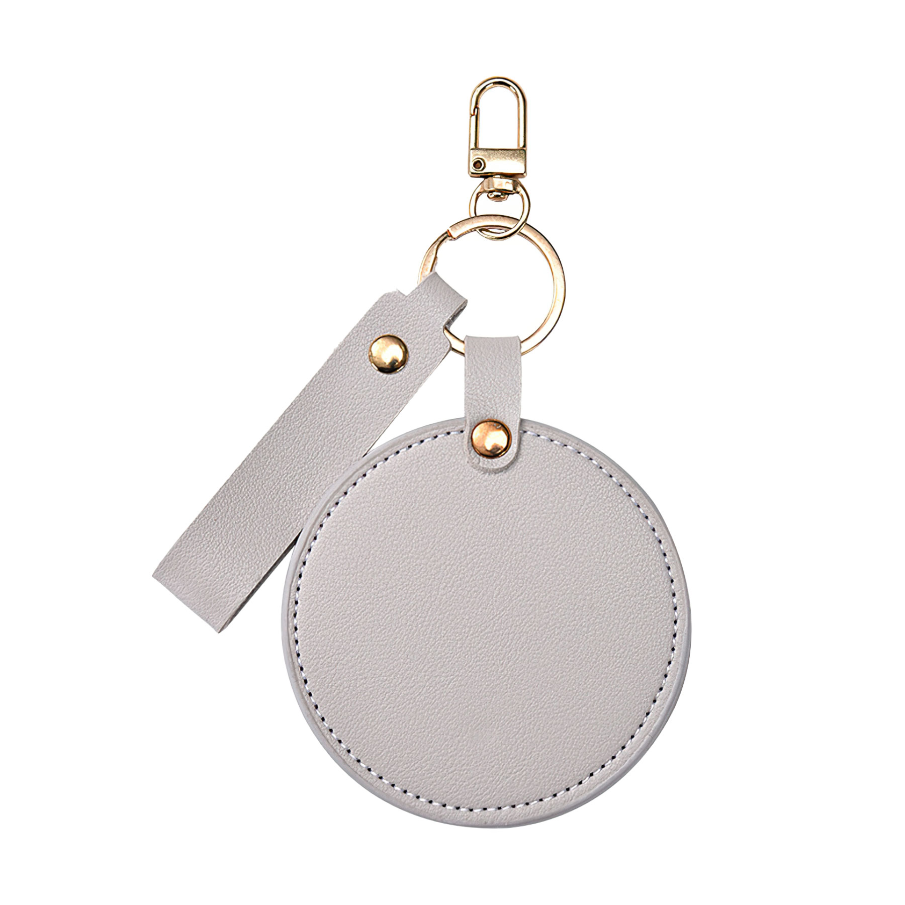 Compact Round Leather Makeup Mirror Keychains 10