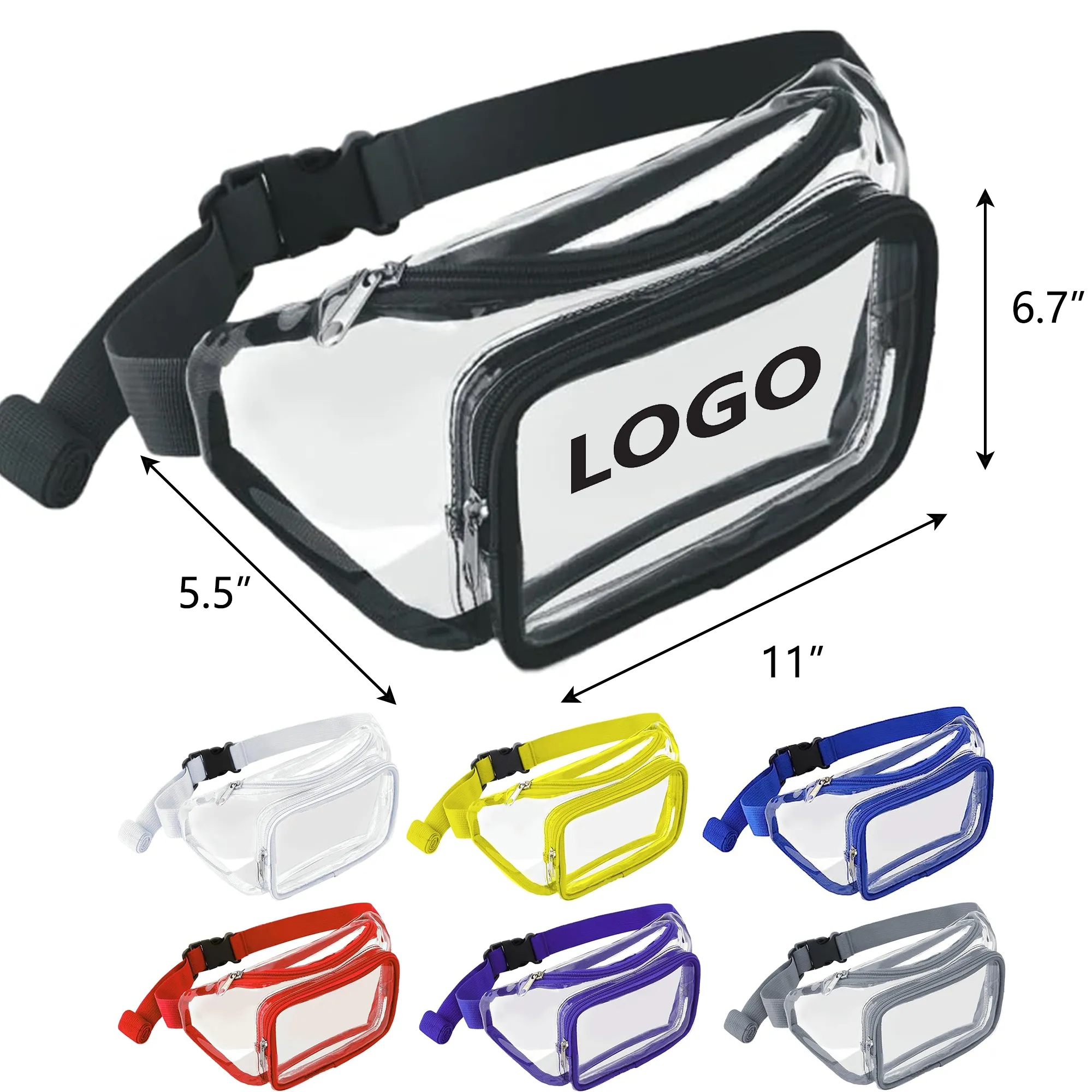 MOQ50 Water-Resistant Clear Fashion Crossbody Fanny Pack