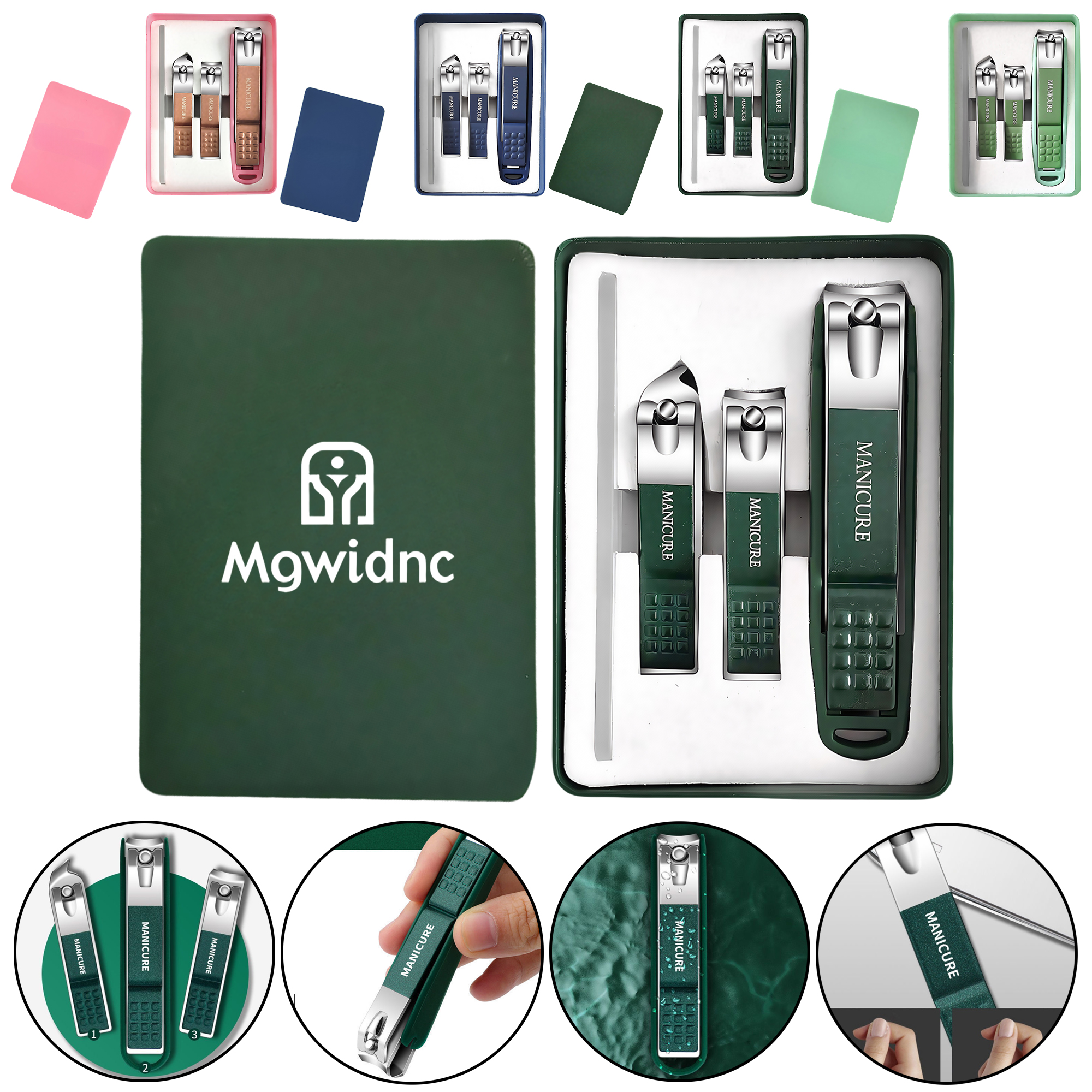 4-Piece Nail Clipper Set with Splash Guard