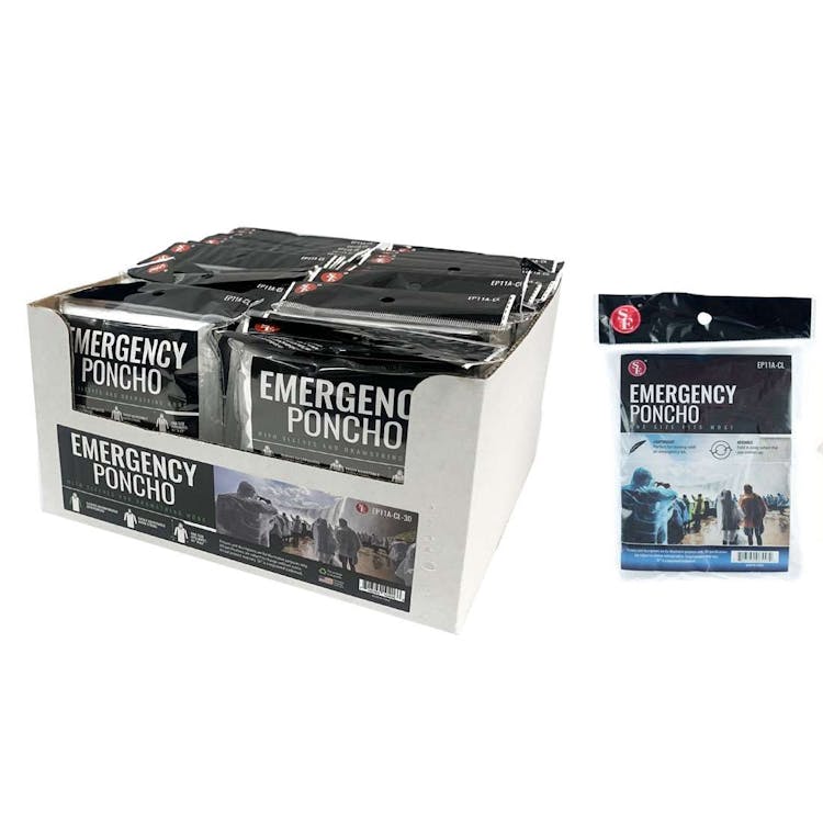 Water-Resistant Emergency Poncho with Hood - Clear 2