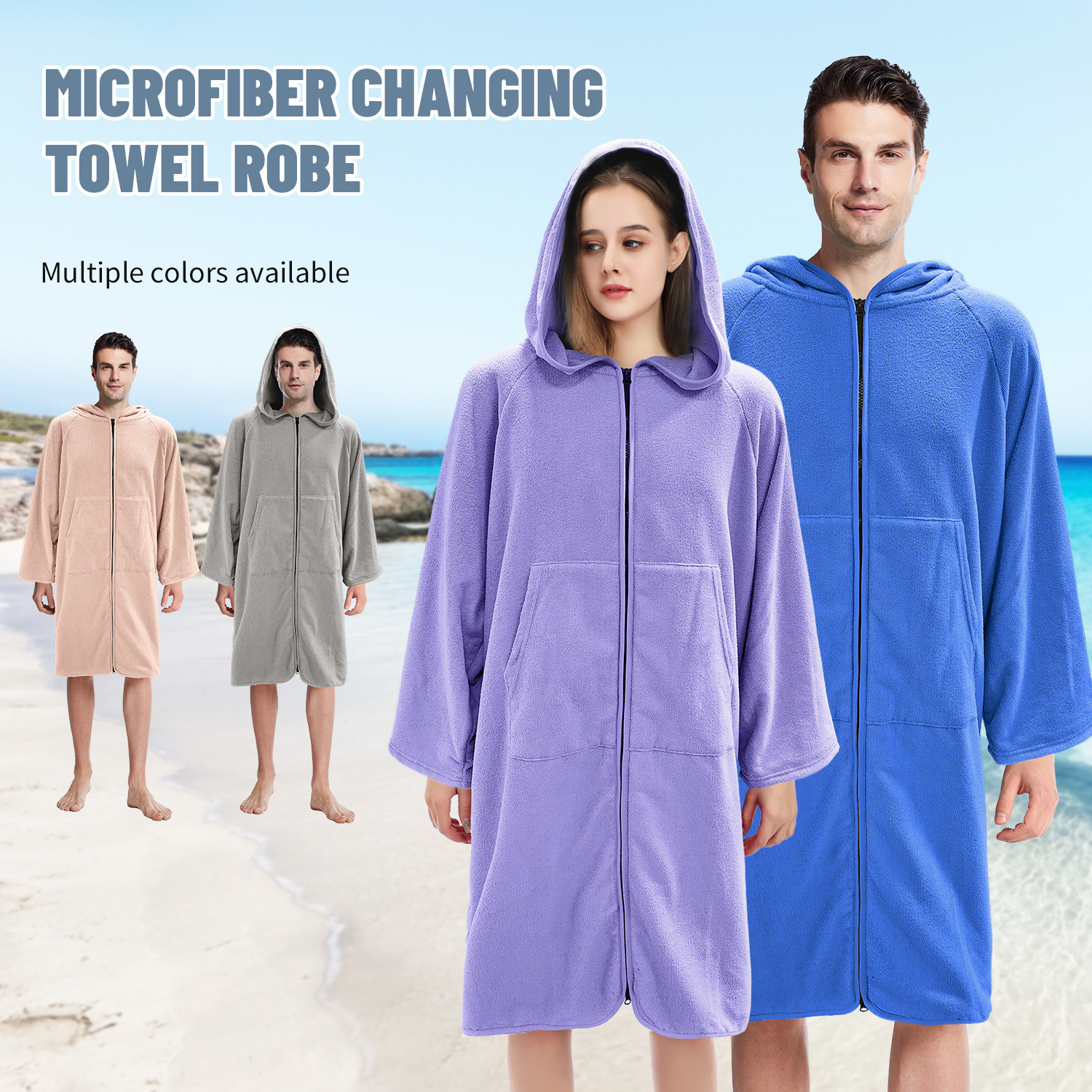 Surf Poncho Zipper Towel Hoodie 12