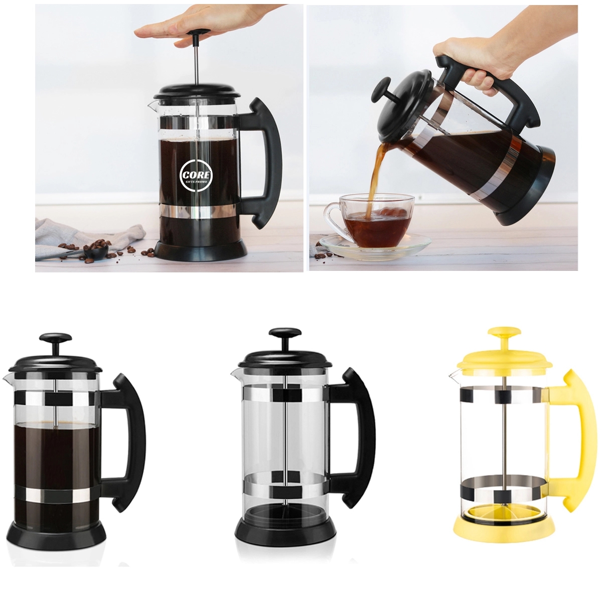 Kitchen French Press Espresso Tea Maker With Triple Filters 2