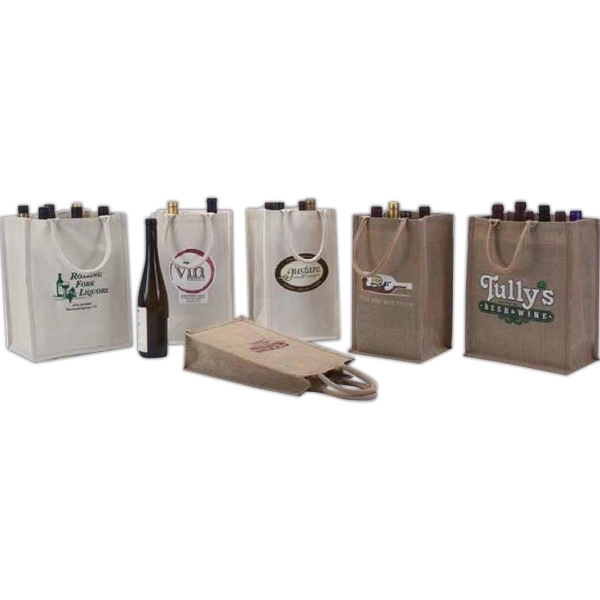Screen Printed Jute Wine Bag 1