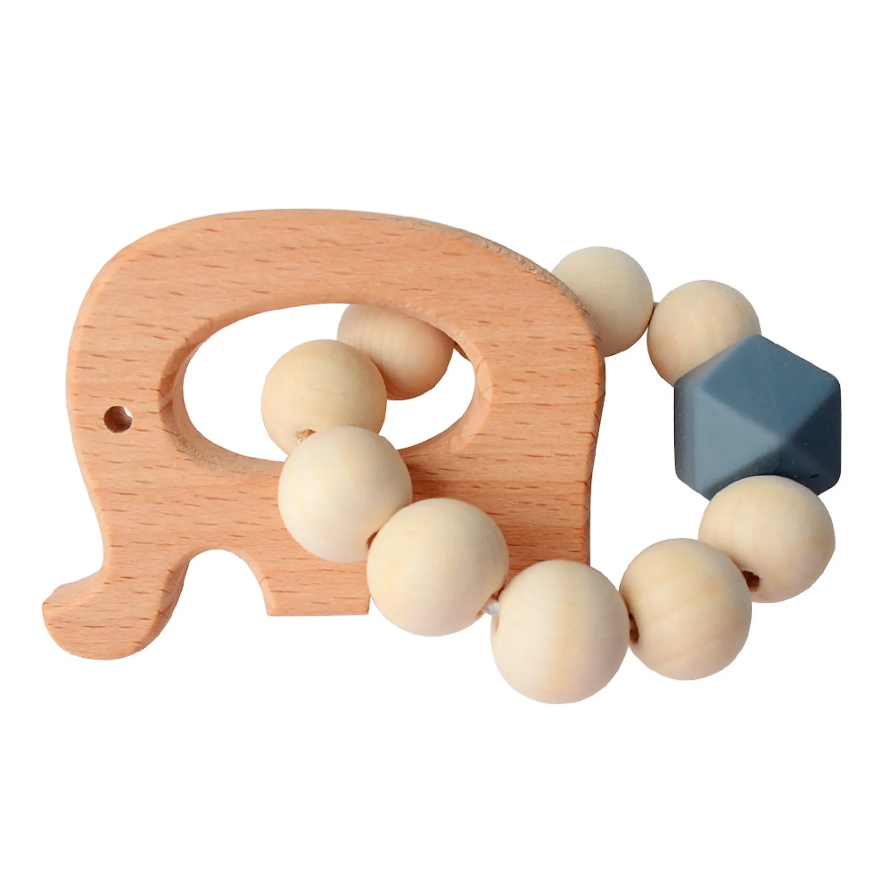 Natural Wood Teething Rattle : 3 M+ 7