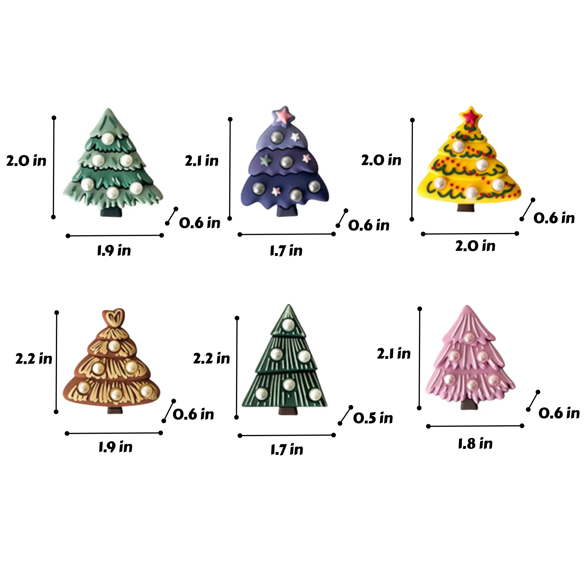 3pcs 3D Christmas Tree Fridge Magnet Holiday Decor 2