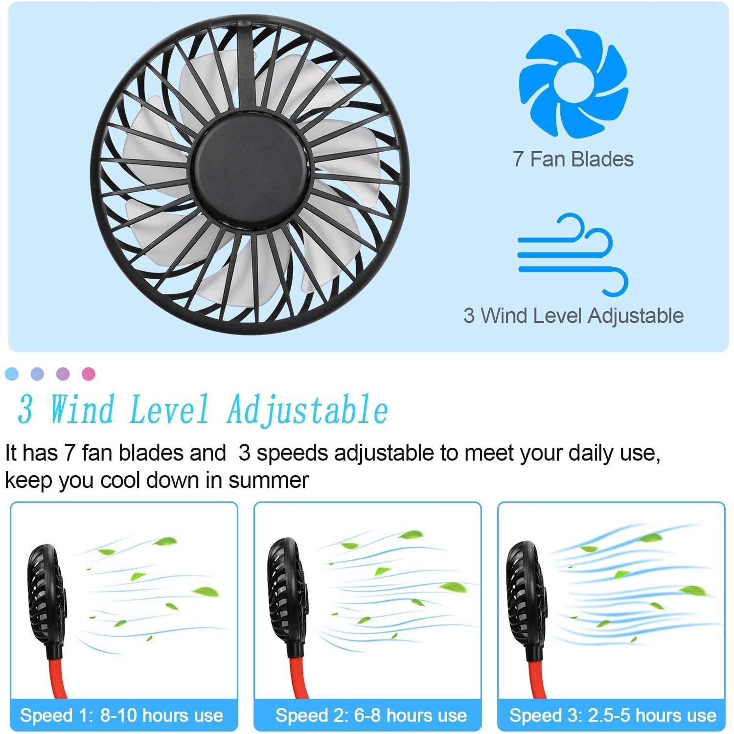 Portable Neck Fan With Led 6