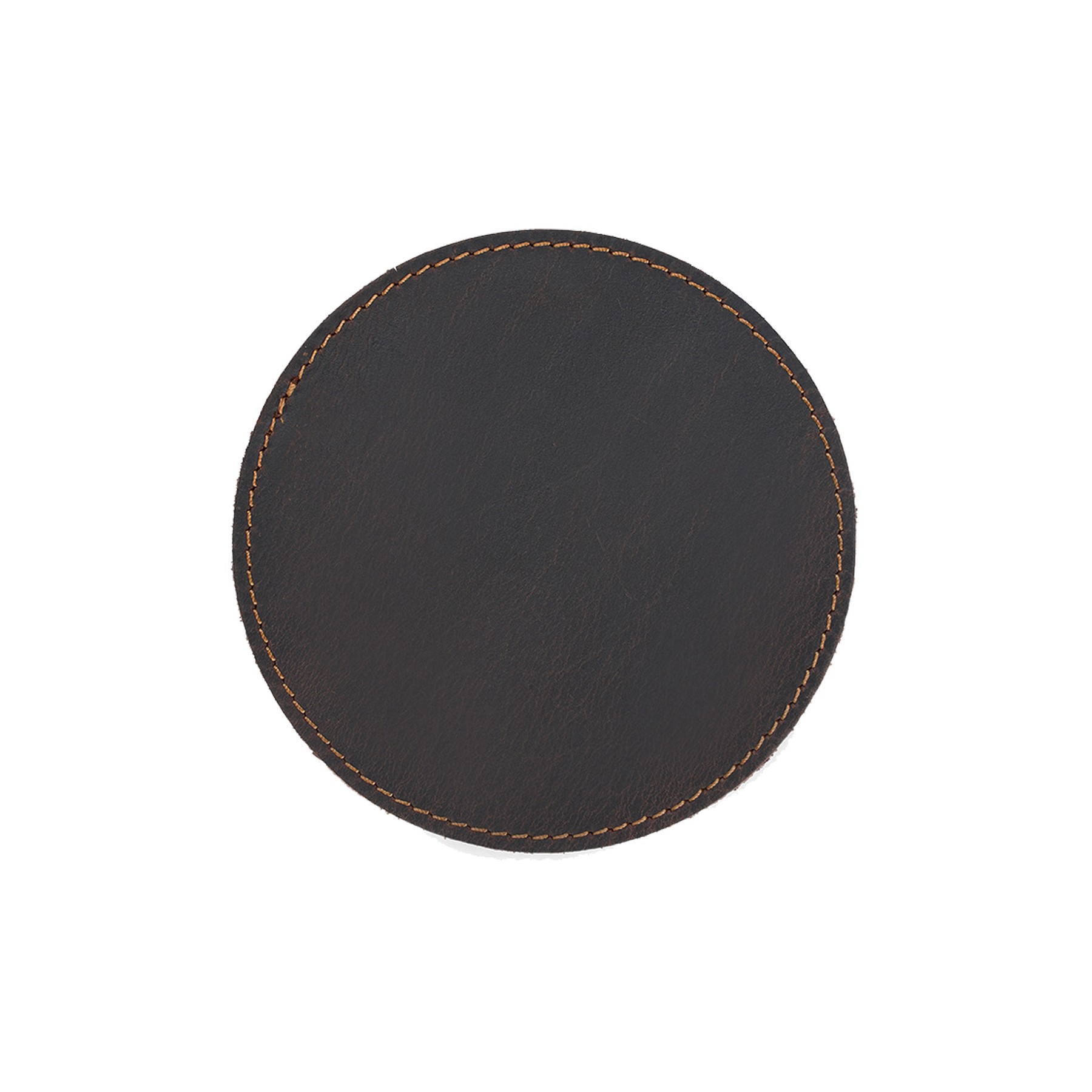 Debossed Top Grain Genuine Leather Round Coaster 3