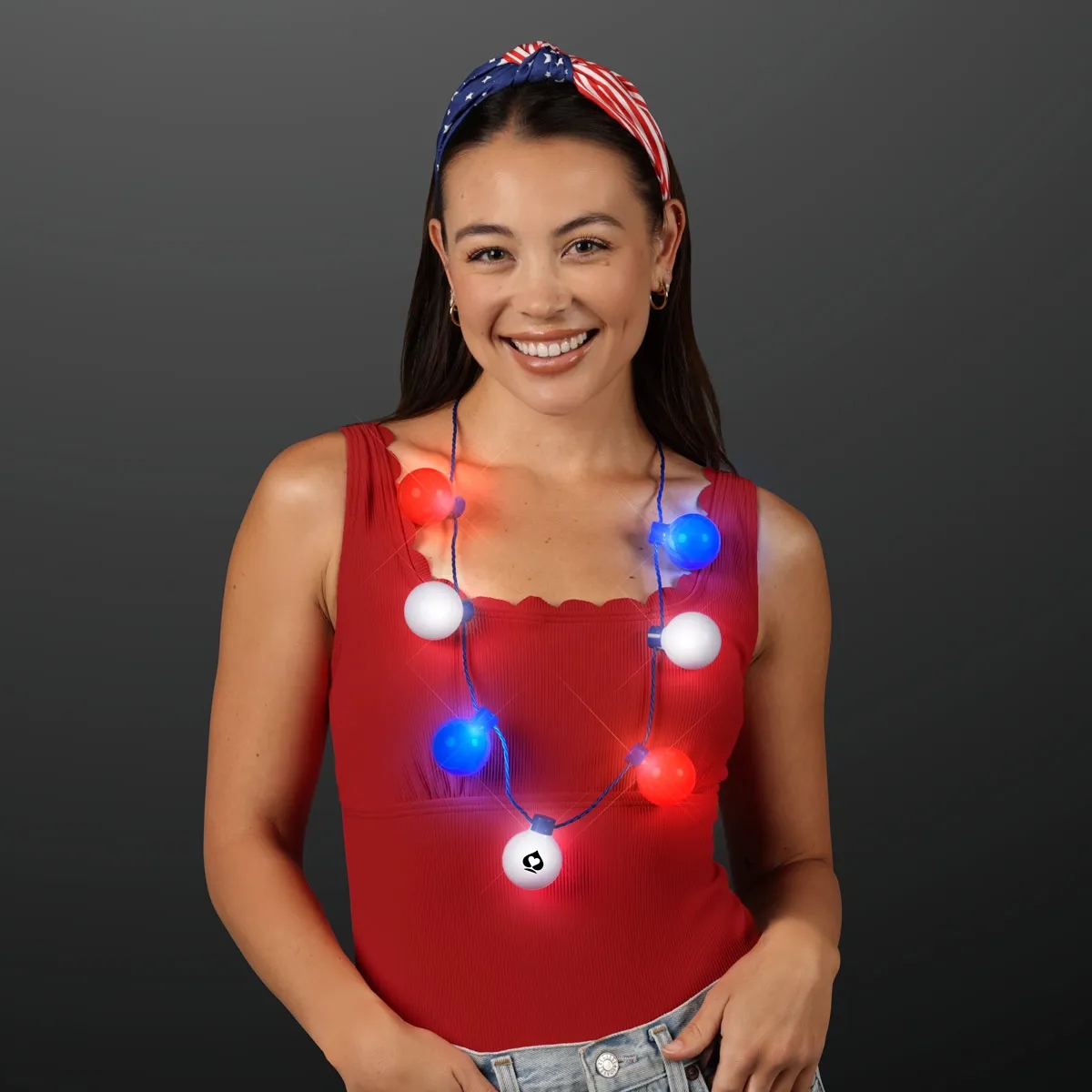 Red White & Blue Light Globes Necklace 7