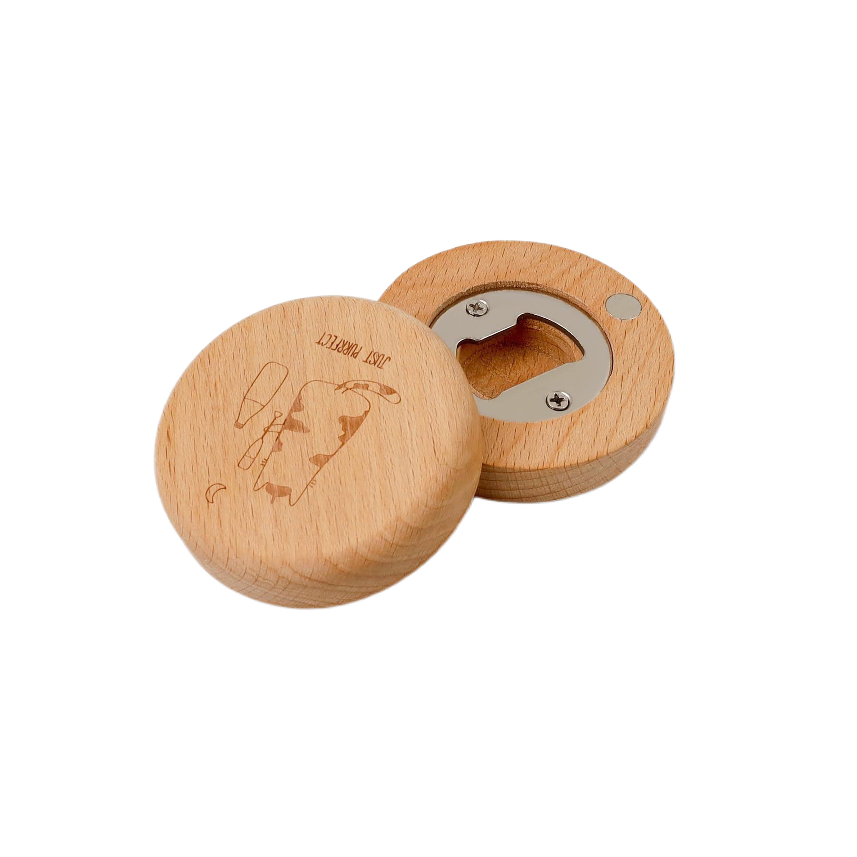 Round Wood Bottle Opener with Magnet (direct import) 4