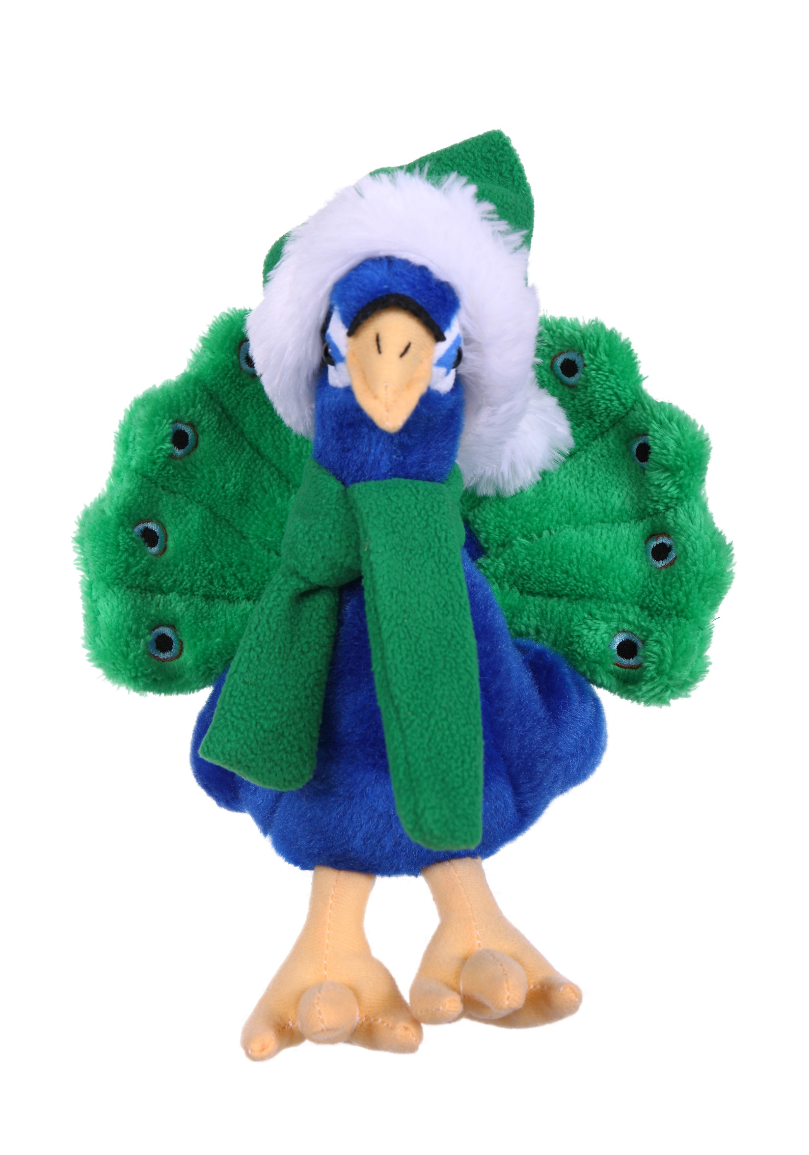 soft plush Peacock with Christmas scarf &hat