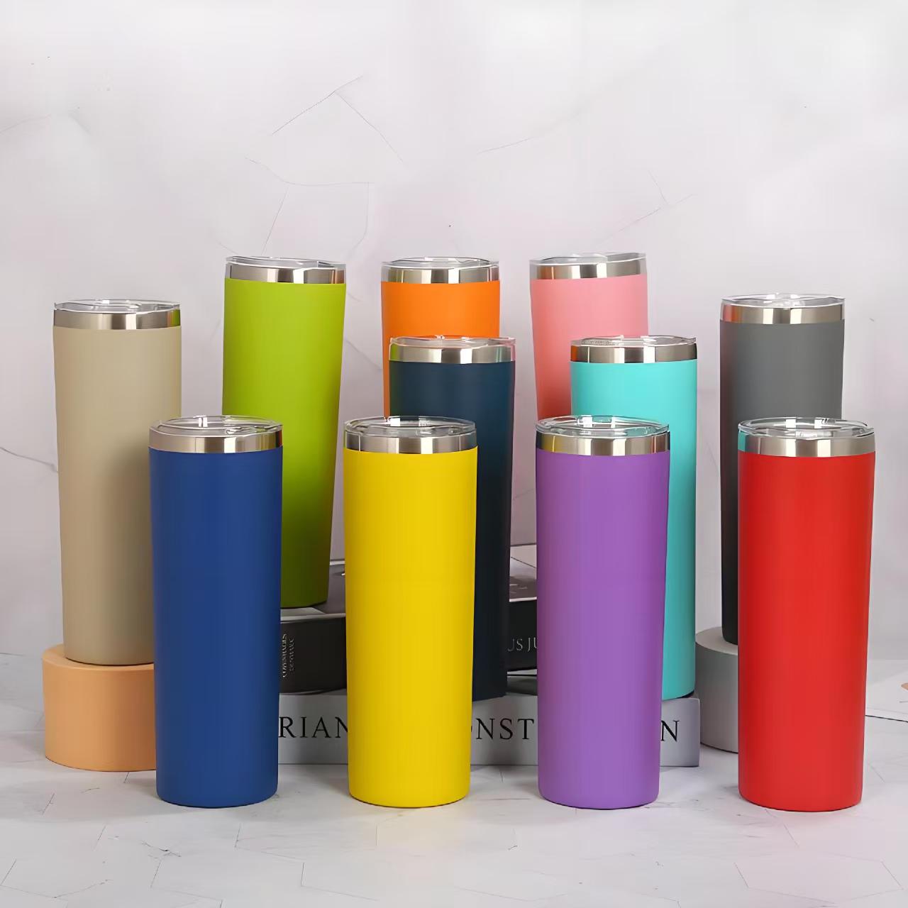 20oz Bulk Straight Stainless Steel Double Wall Vacuum Insulated Skinny Tumbler & Cups Fro Travel 7