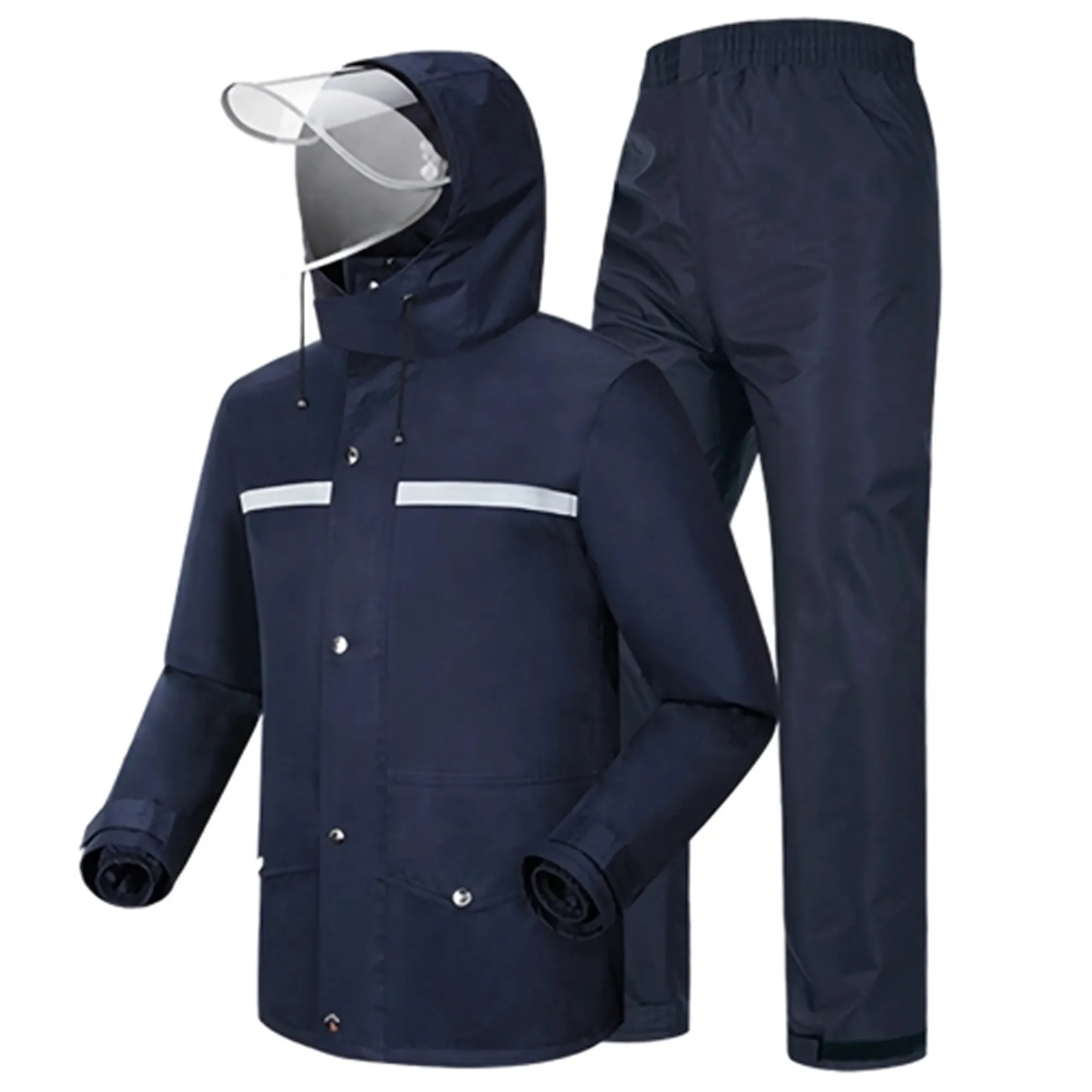 Outdoor Hooded Raincoat Set with Transparent Cover MOQ 10 3