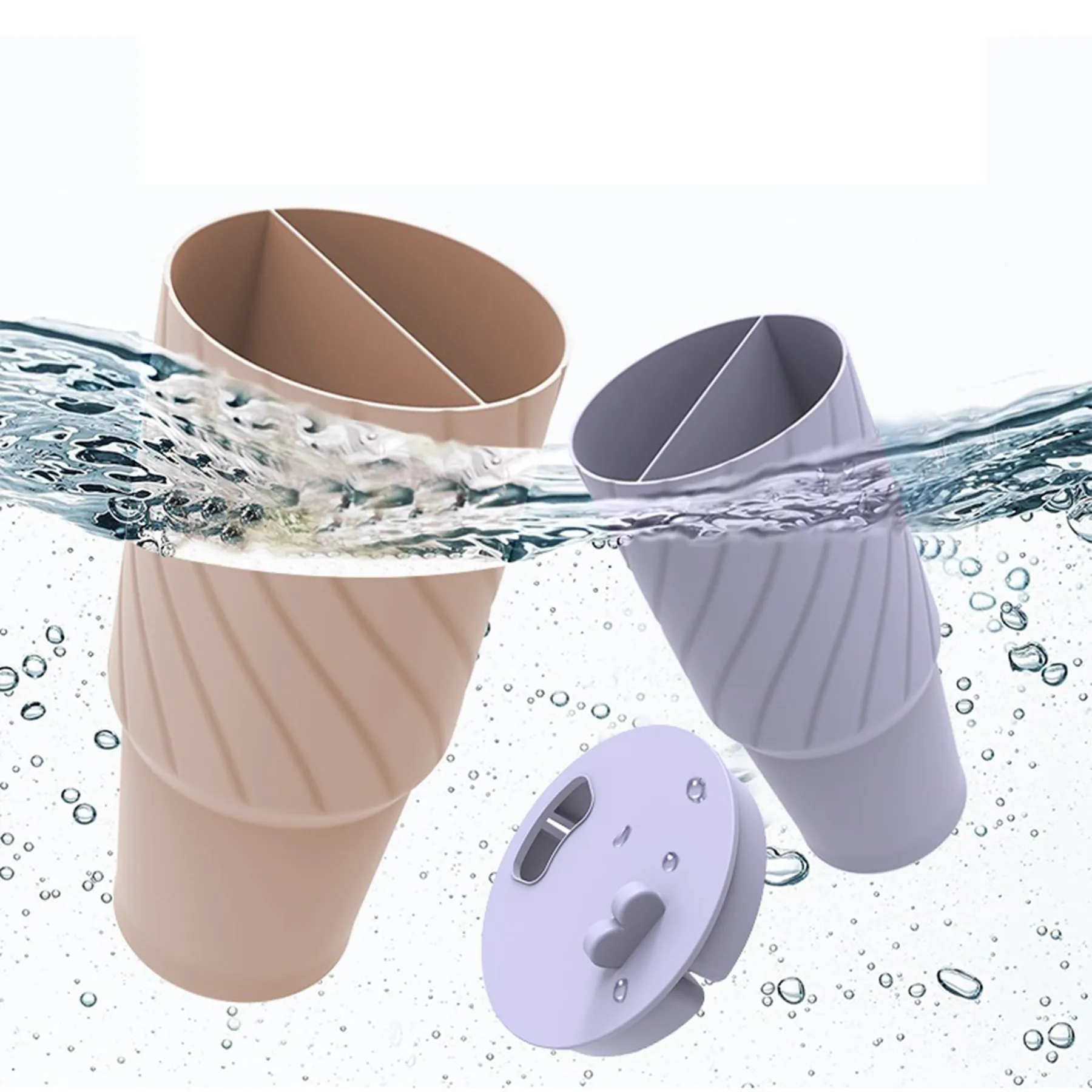 2 in 1 Silicone 40 Oz Drink Separator Cup Liner with Lid 3