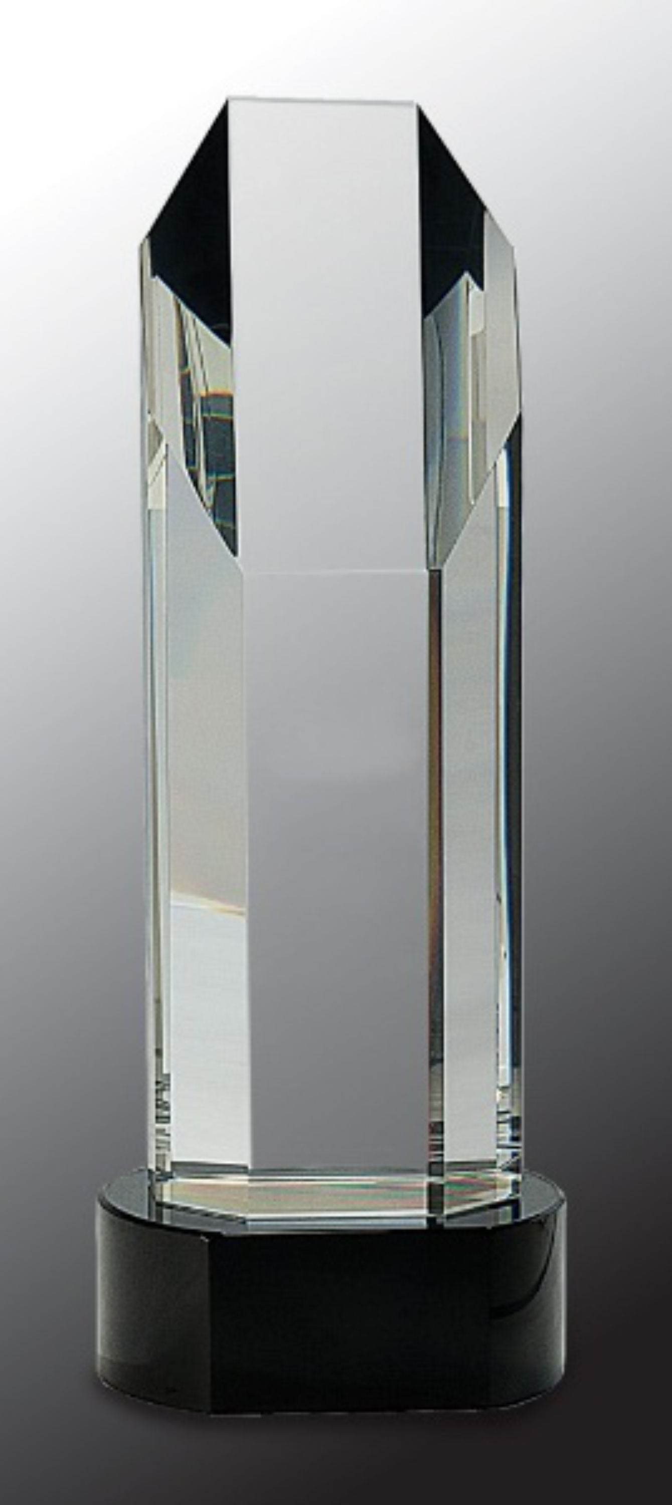 10 3/4" Octagon Slant-Top Crystal on Black Pedestal Base Crystal Award 2