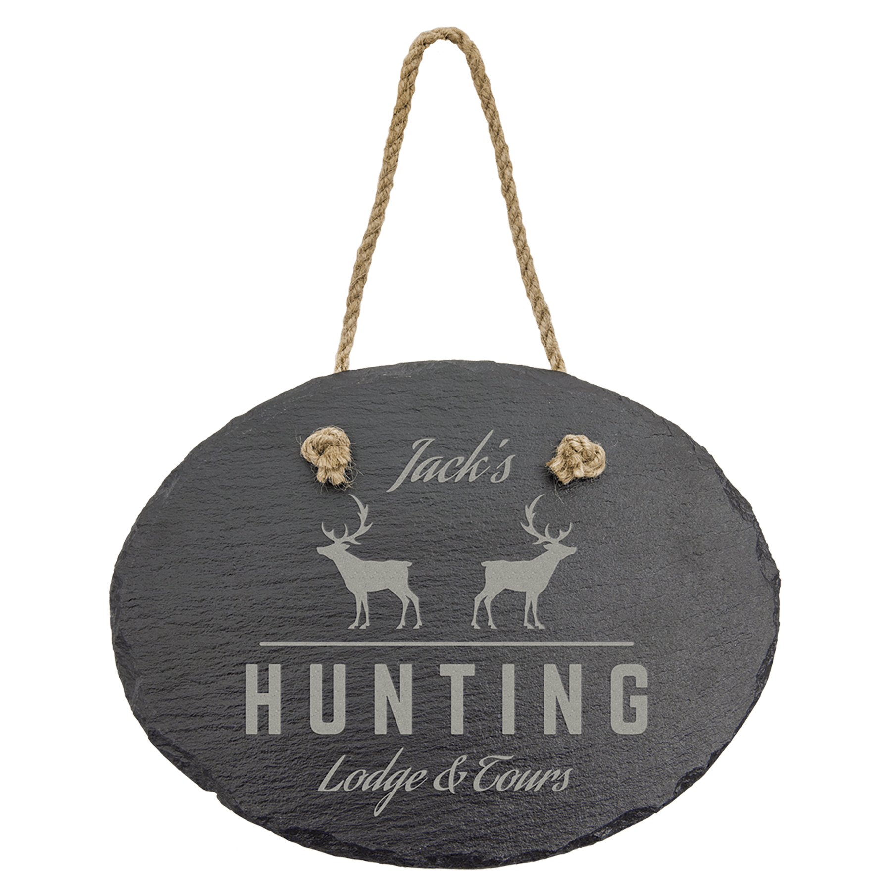 7 3/4" x 6" Oval Slate Decor with Hanger String 2
