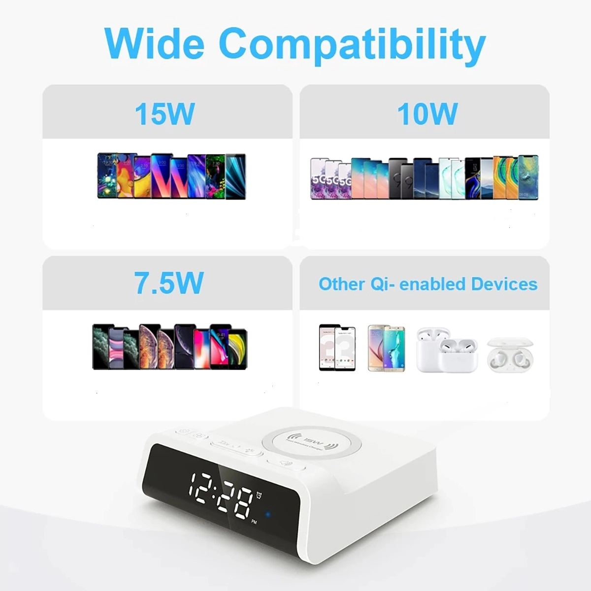 15W Wireless Charger Alarm Clock 3