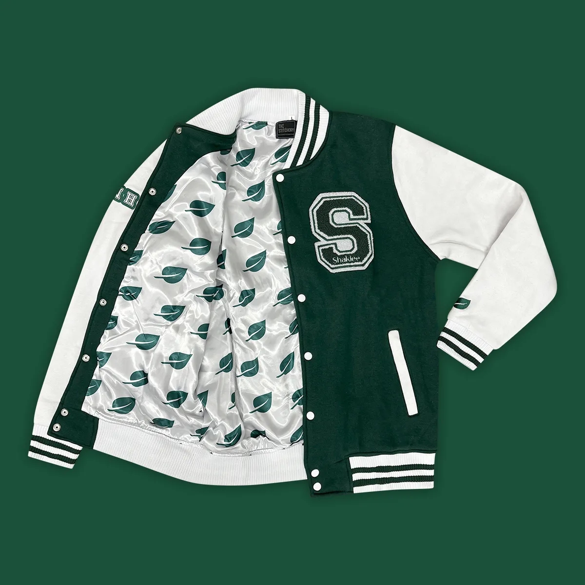 Cotton Fleece Varsity Jacket With Custom Printed Lining 4