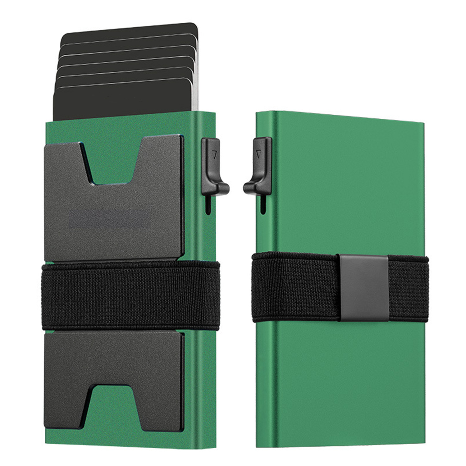 RFID Blocking Pop Up Aluminum Card Holder w/ Elastic Strap 7
