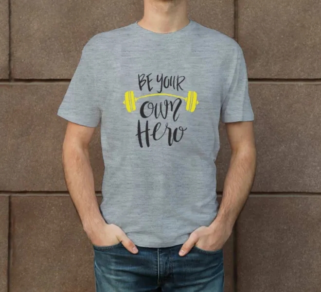 Men's Cotton Printed T-Shirt - Crew Neck - Grey 2