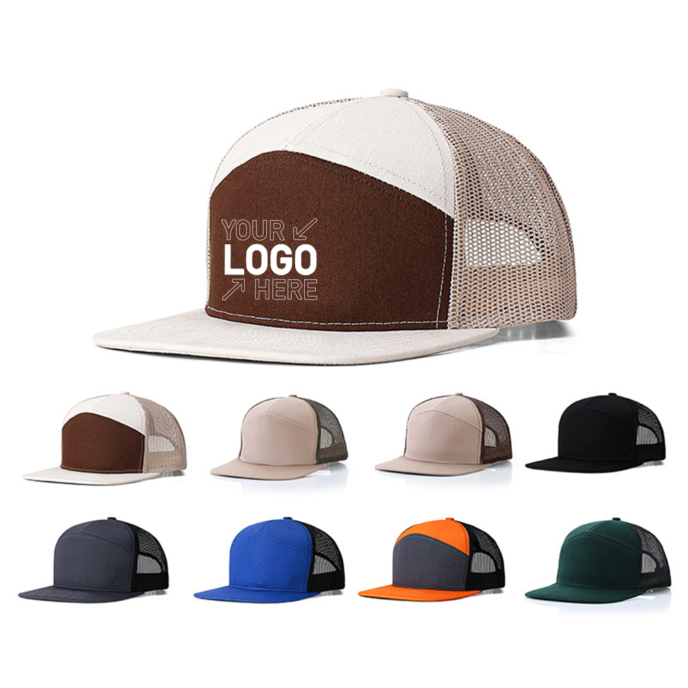 Breathable trucker flat brim hip hop mesh hat 2