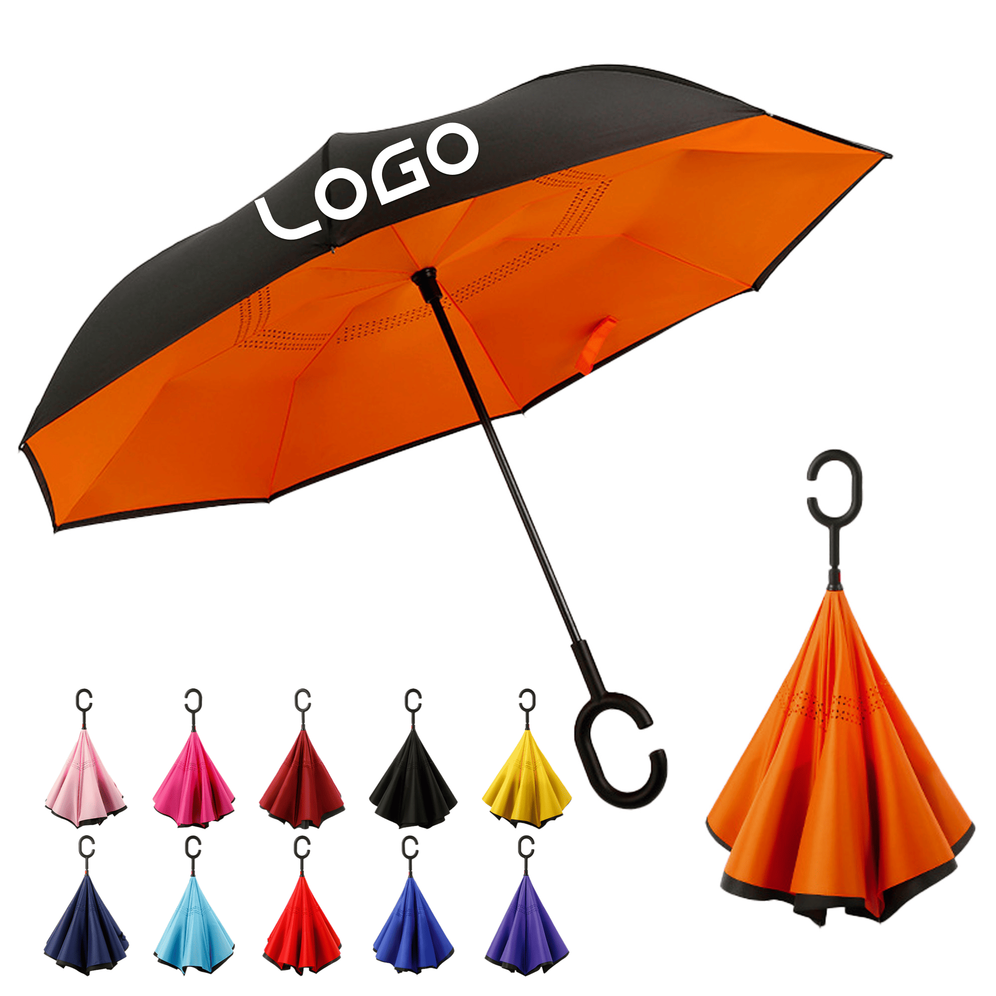 Windproof Carbon Fiber Frame Inverted Umbrella 2