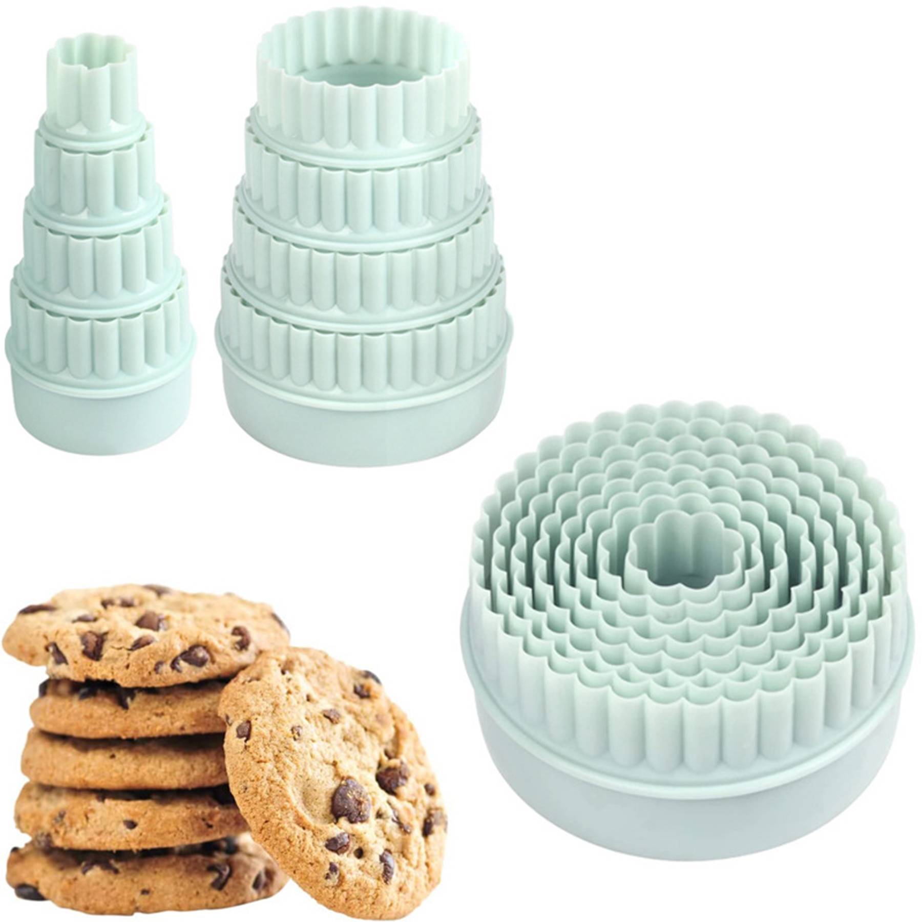 Plastic Round Cookie Molds 8pcs Lace Set 4