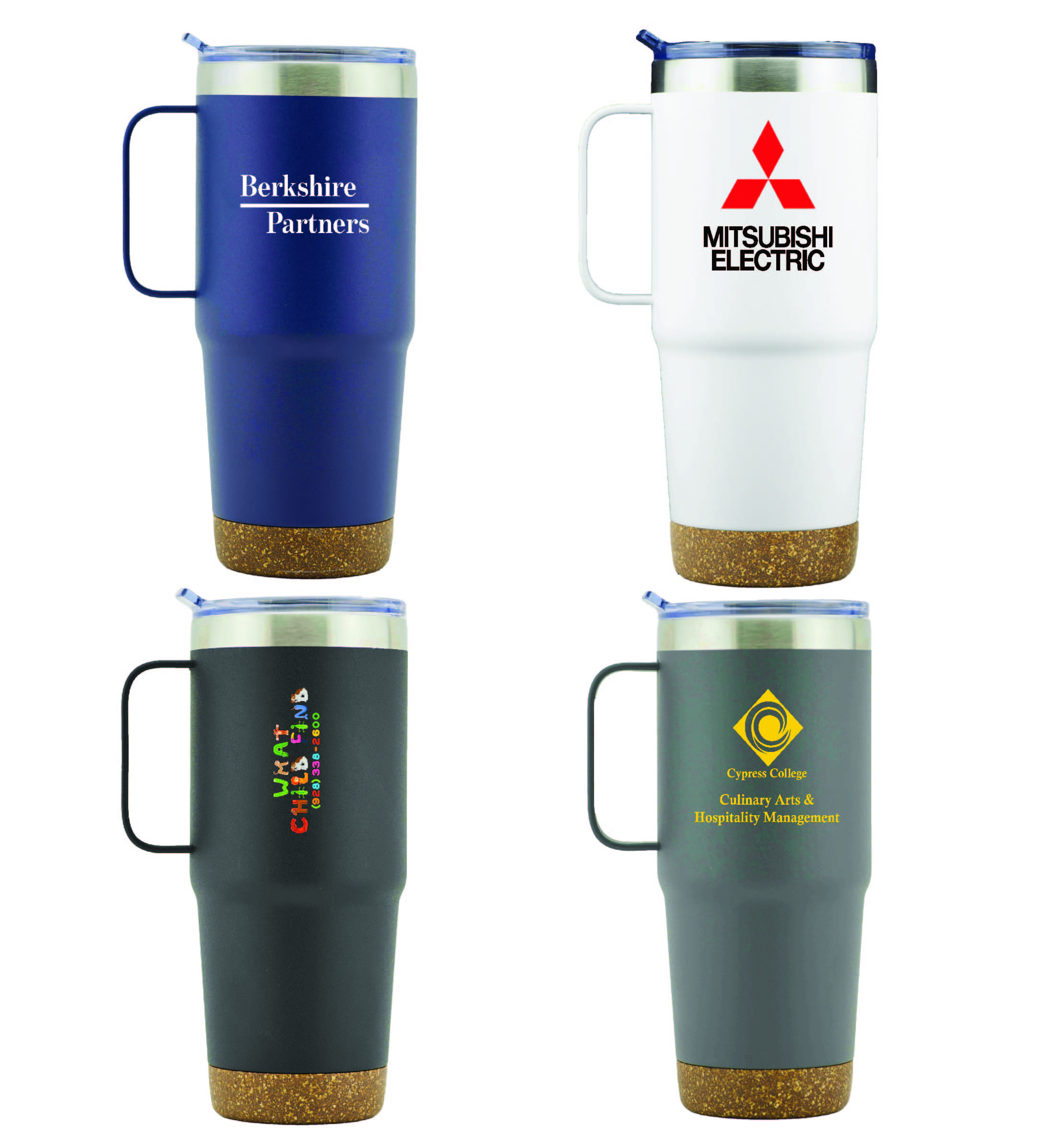 Oceanside 24oz Double Wall SS VI Tumbler with Handle and Cork Bottom