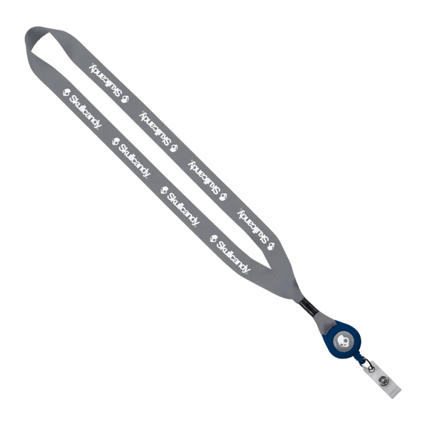 3/4" Polyester Lanyard with Metal Crimp & Retractable Badge Reel 277