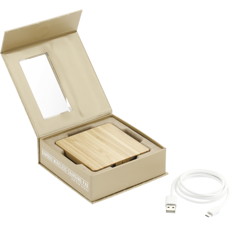 FSC® 100% Bamboo Wireless Charge Pad w/Dual Output 14