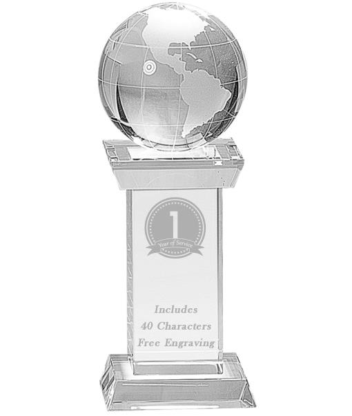 Crystal: 8.25" Globe on Clear Tower 2