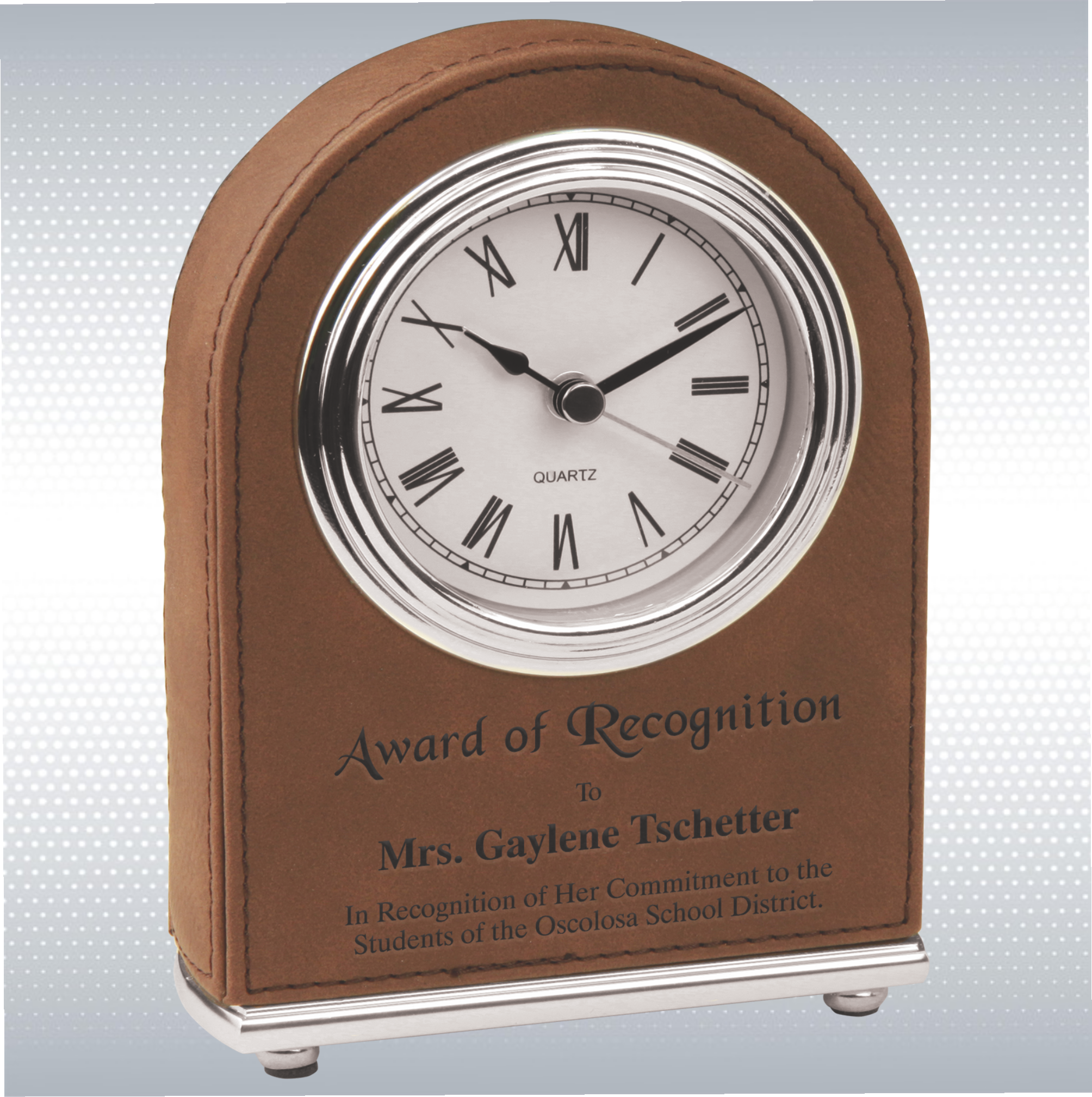 5.5" Light Brown Leatherette Arch Desk Clock 4
