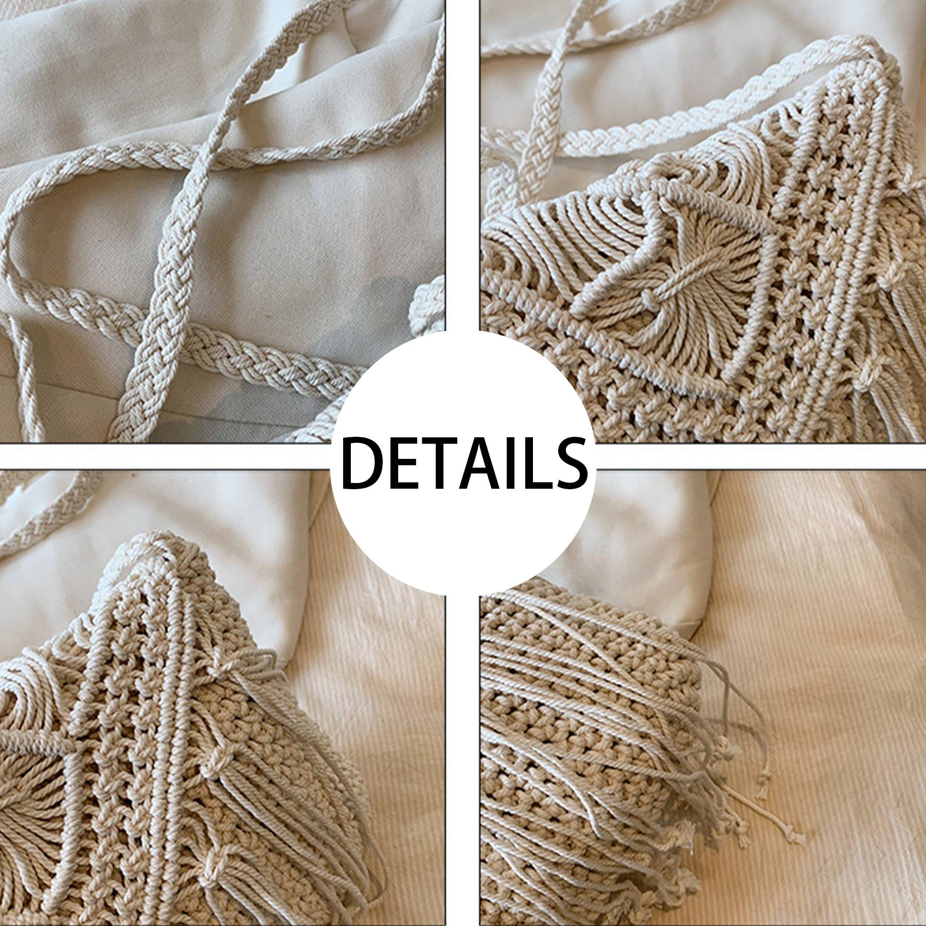 Jute Straw cotton tassel shoulder cross-body bag 5