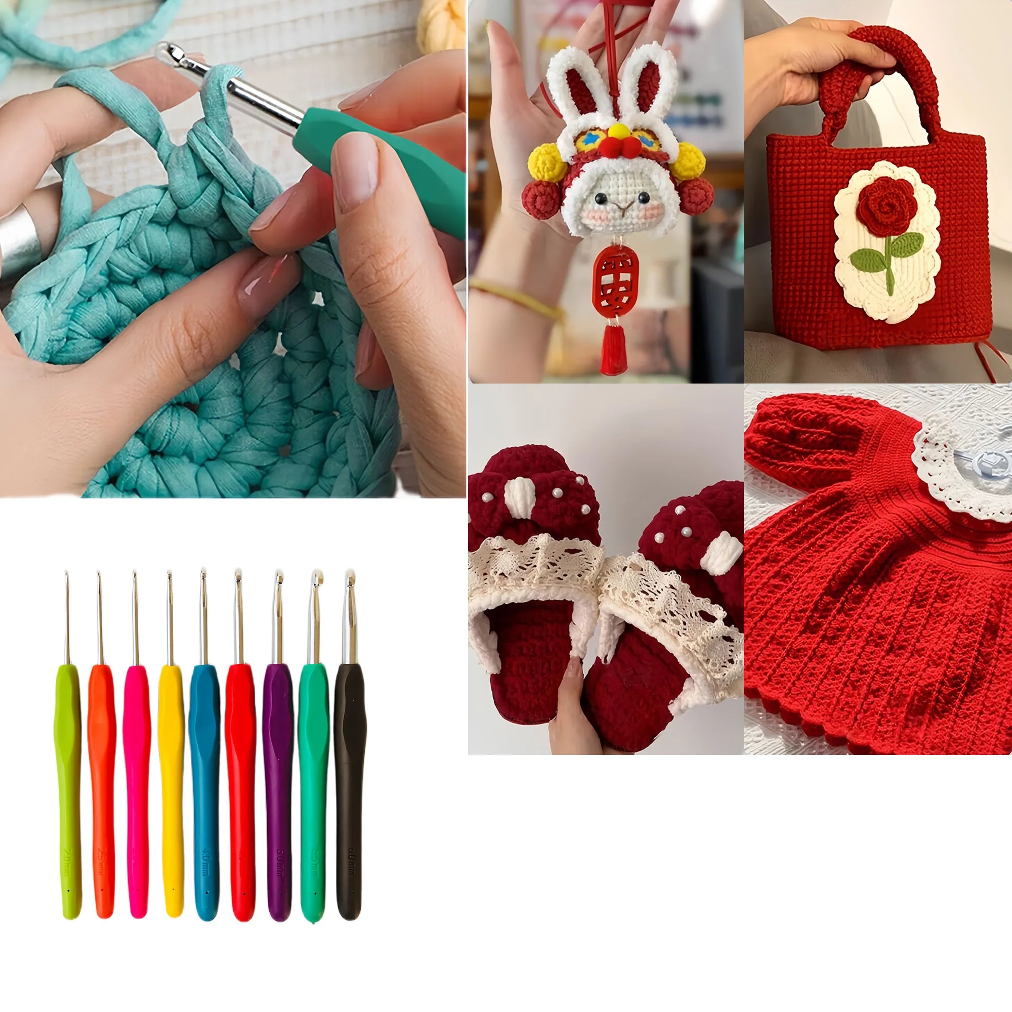 Premium Rainbow TPR Crochet Hook Set With Storage Bag 1