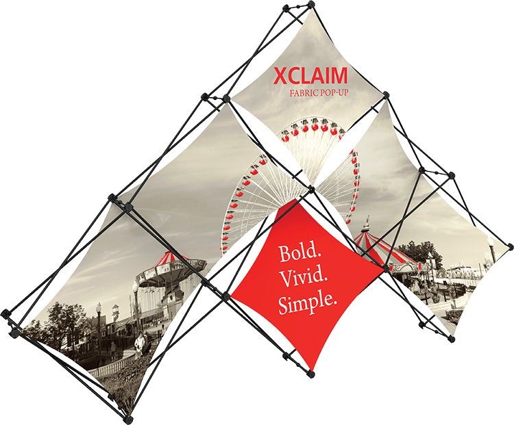 Xclaim 10ft 6 Quad Pyramid Fabric Popup Display Kit 01