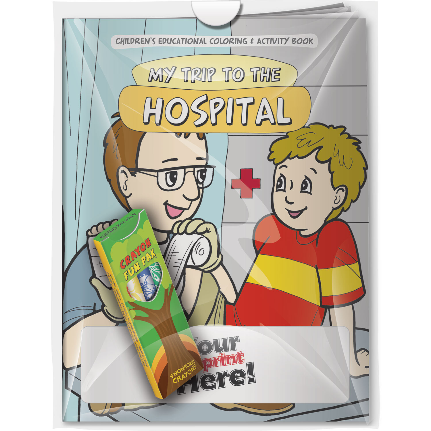 Combo Pack - CB1010 Coloring Book & 4-Pack of Crayons (Imprinted) in a Poly Bag 2
