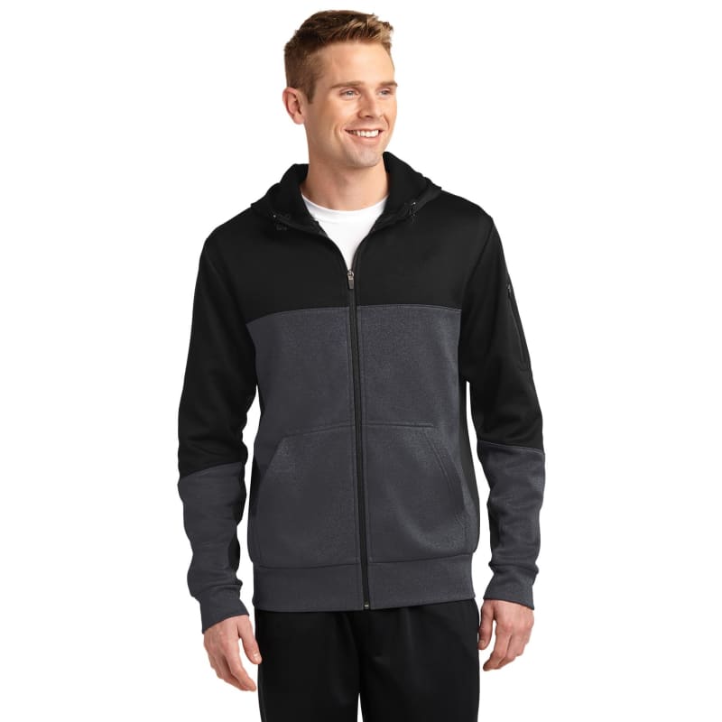 Sport-Tek Tech Fleece Colorblock Full-Zip Hooded Jacket. 5