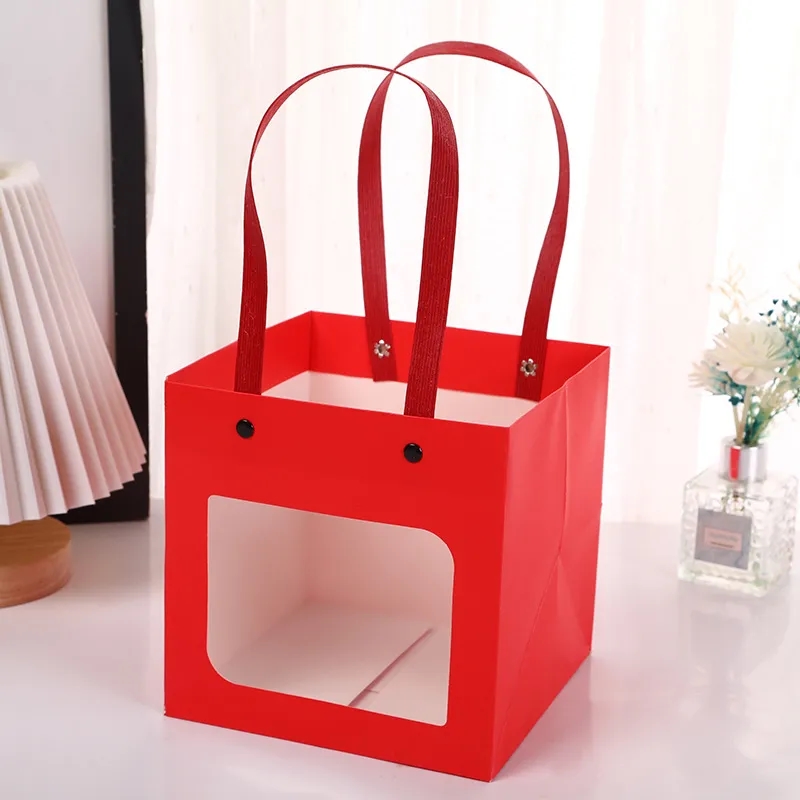 Kraft Paper Bags Gift Box with Window and Handle 3
