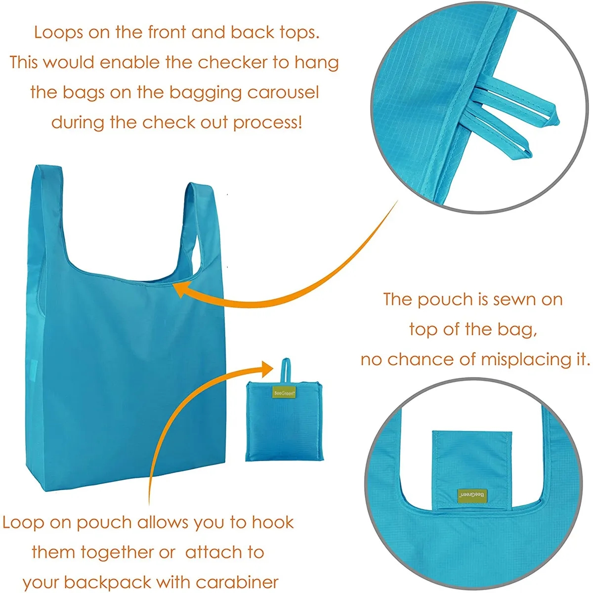 Reusable Grocery Tote Bags With Pouch 6