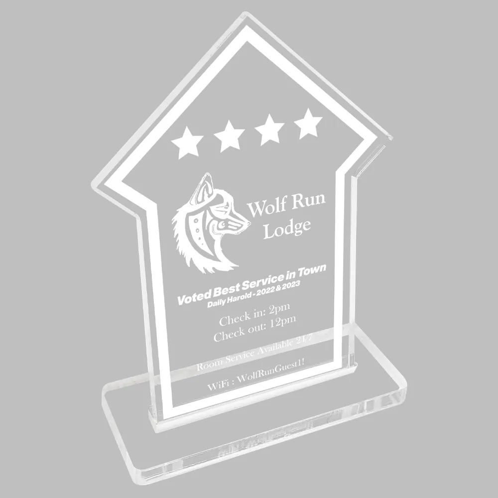 Clear Desk Plaque- Laser Etched- with slotted base
