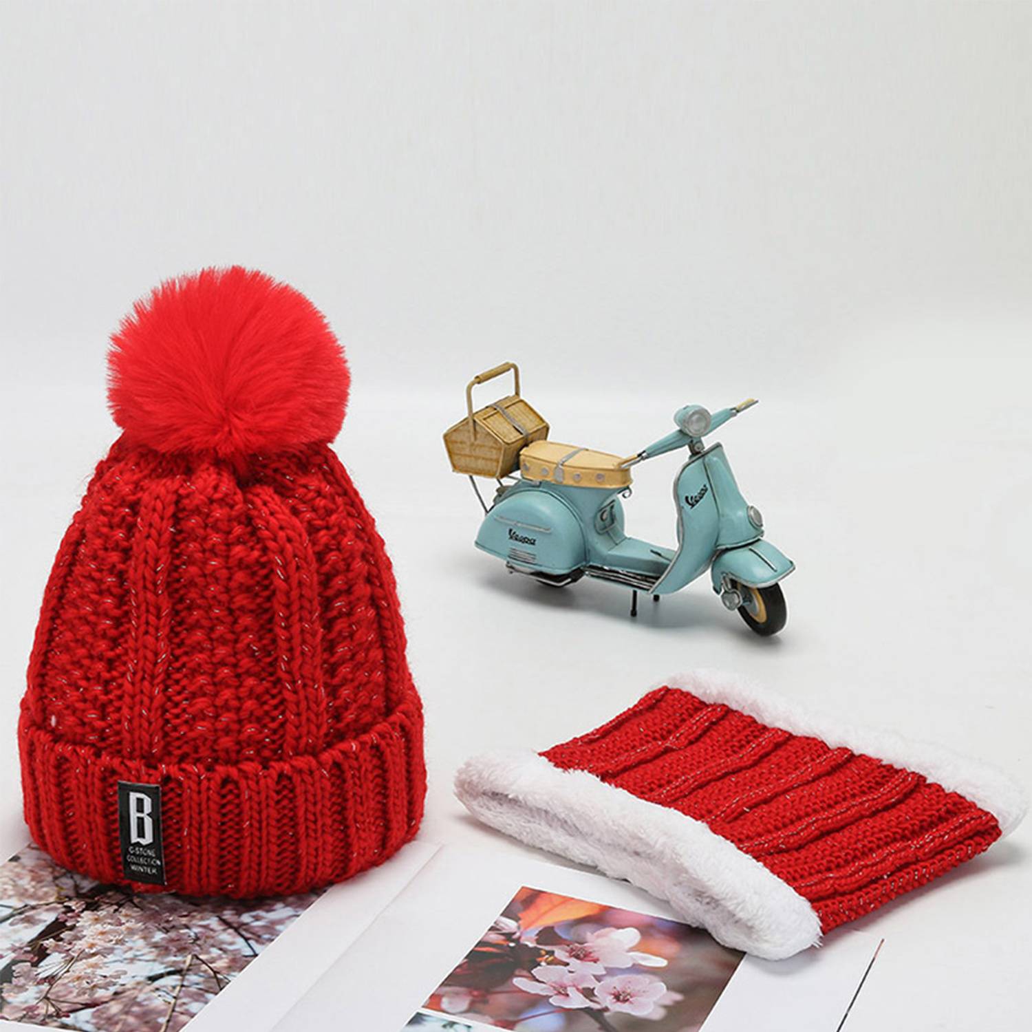 Warm Knit Hat and Scarf Set 3