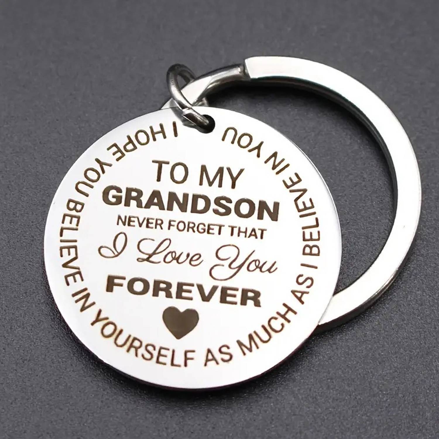 Family Fun Gift Personalized Round Stainless Steel Keychain 3